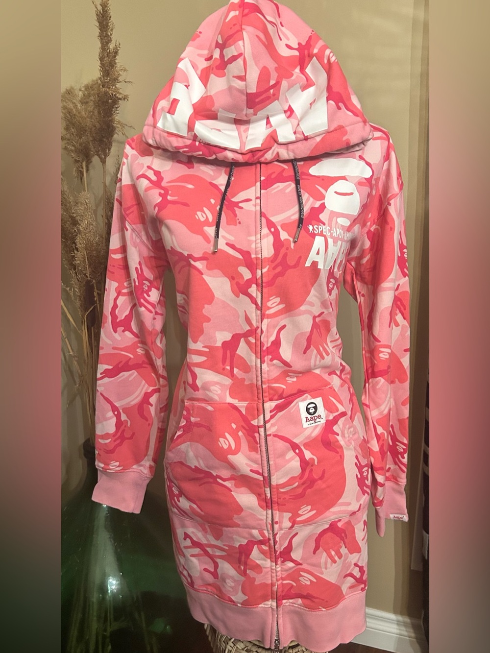 AAPE Pink Camo Zip-Front Bomber Hoodie Jacket
